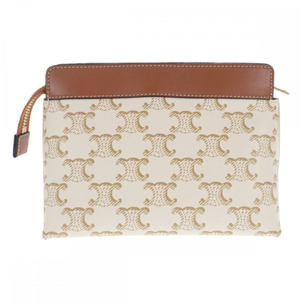 Celine Small Travel 10 C762 djp.01 ta Pouch Polyurethane Leather White - Picture 3 of 9